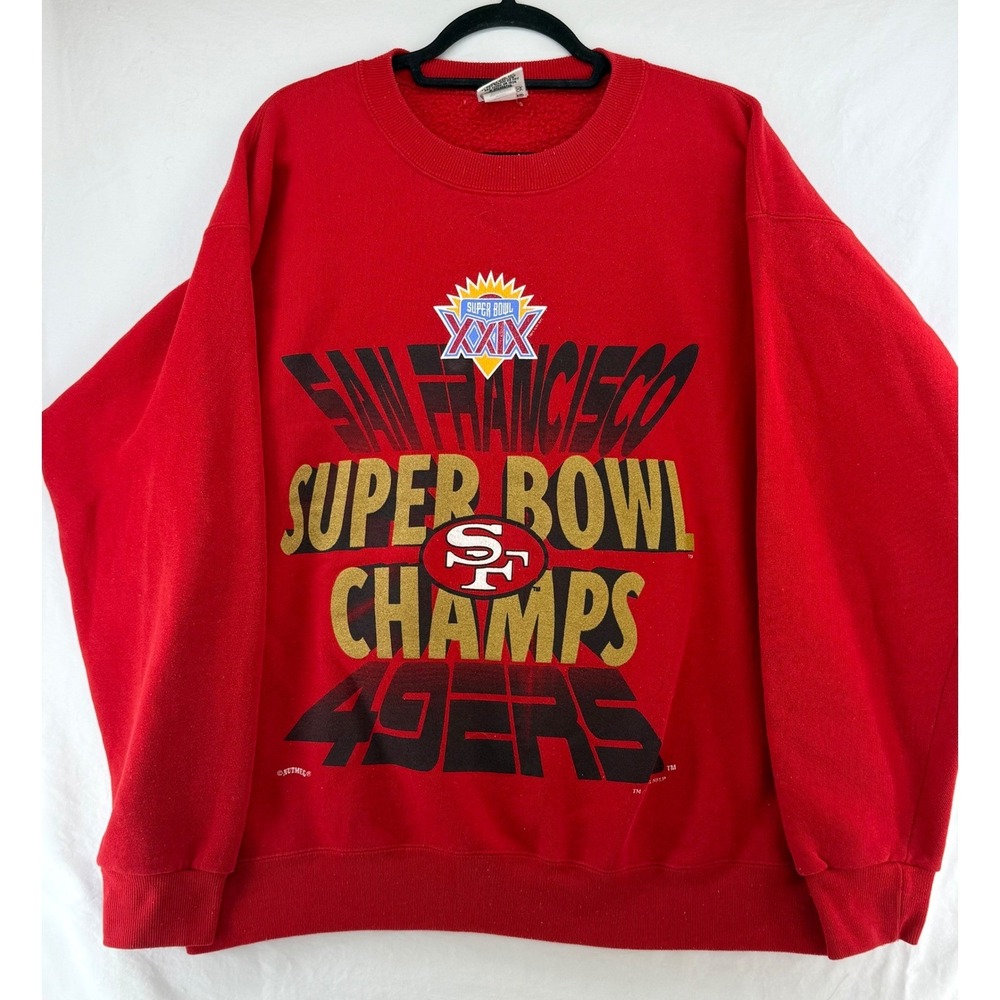 Vintage Nutmeg Mills San Francisco 49ers Super Bowl XXIX Champs Sweatshirt Red L